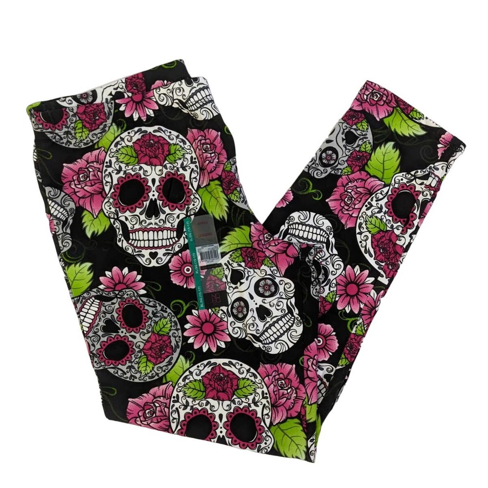 Halloween Sugar Skull Cotton Leggings Pants Juniors XL 15 17 New NO Boundaries